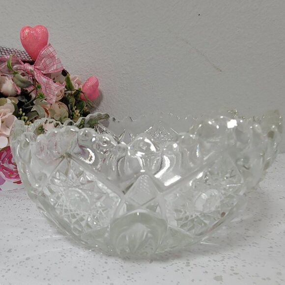 VINTAGE LE SMITH CRYSTAL SERVING BOWL - Picture 1 of 2